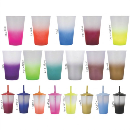 Copo Canudo 600ml Degradê Código 1006